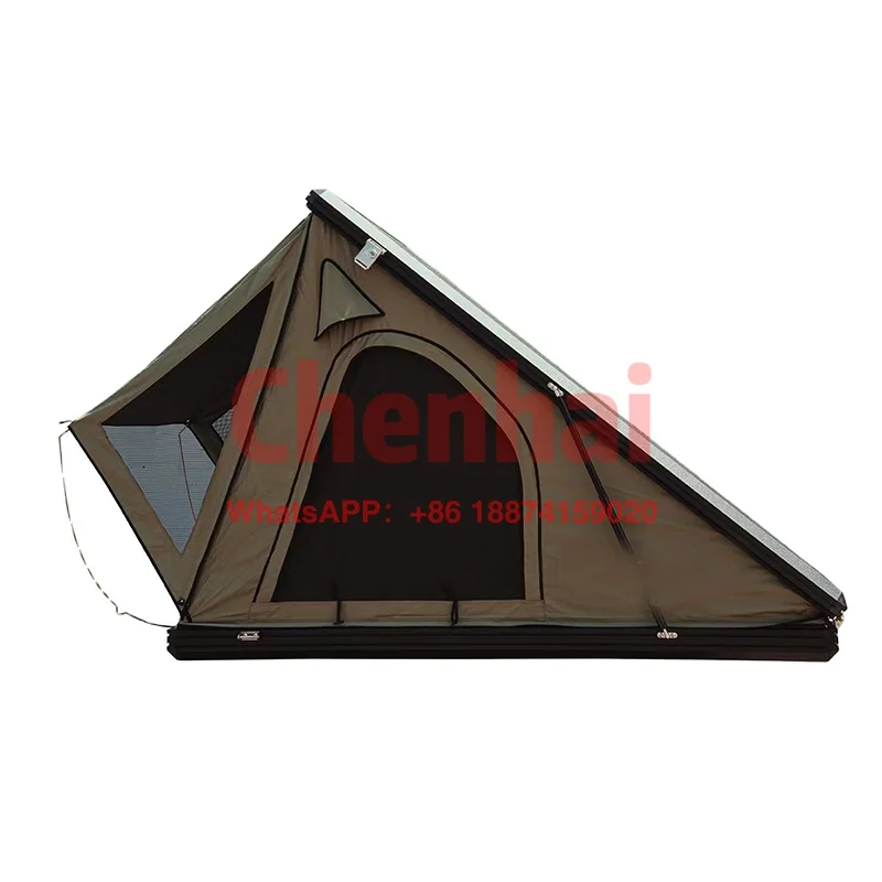 

Hot Sale Quick Auto Opening Aluminium Camping Hardshell Triangle Roof Top Tent For 2-3 Person