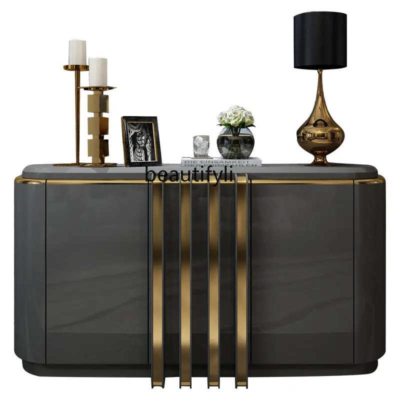 

Solid Wood Light Luxury Entrance Cabinet American Sideboard Cabinet Living Room Decorative Partition Locker Hall Cabinet