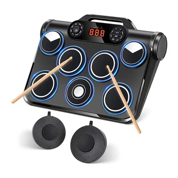 Tabletop Practice Jazz Hand Drumset Bass Cymbal Musical Instrument Percussion Kit Electric Snare Pad Electronic Drum Set