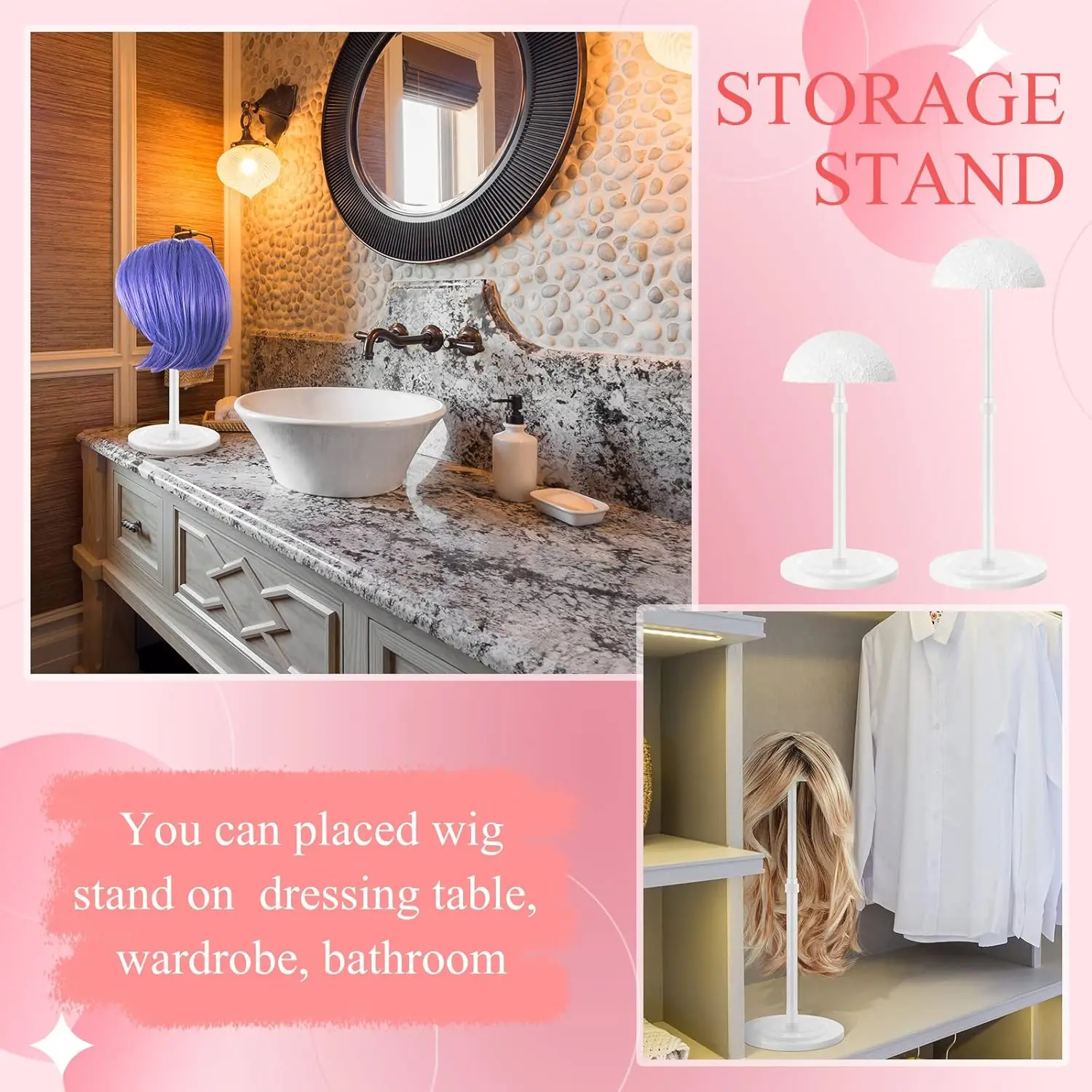 Adjustable Wig Stand For Styling And Display Unisex Adult Holder_voghion.com