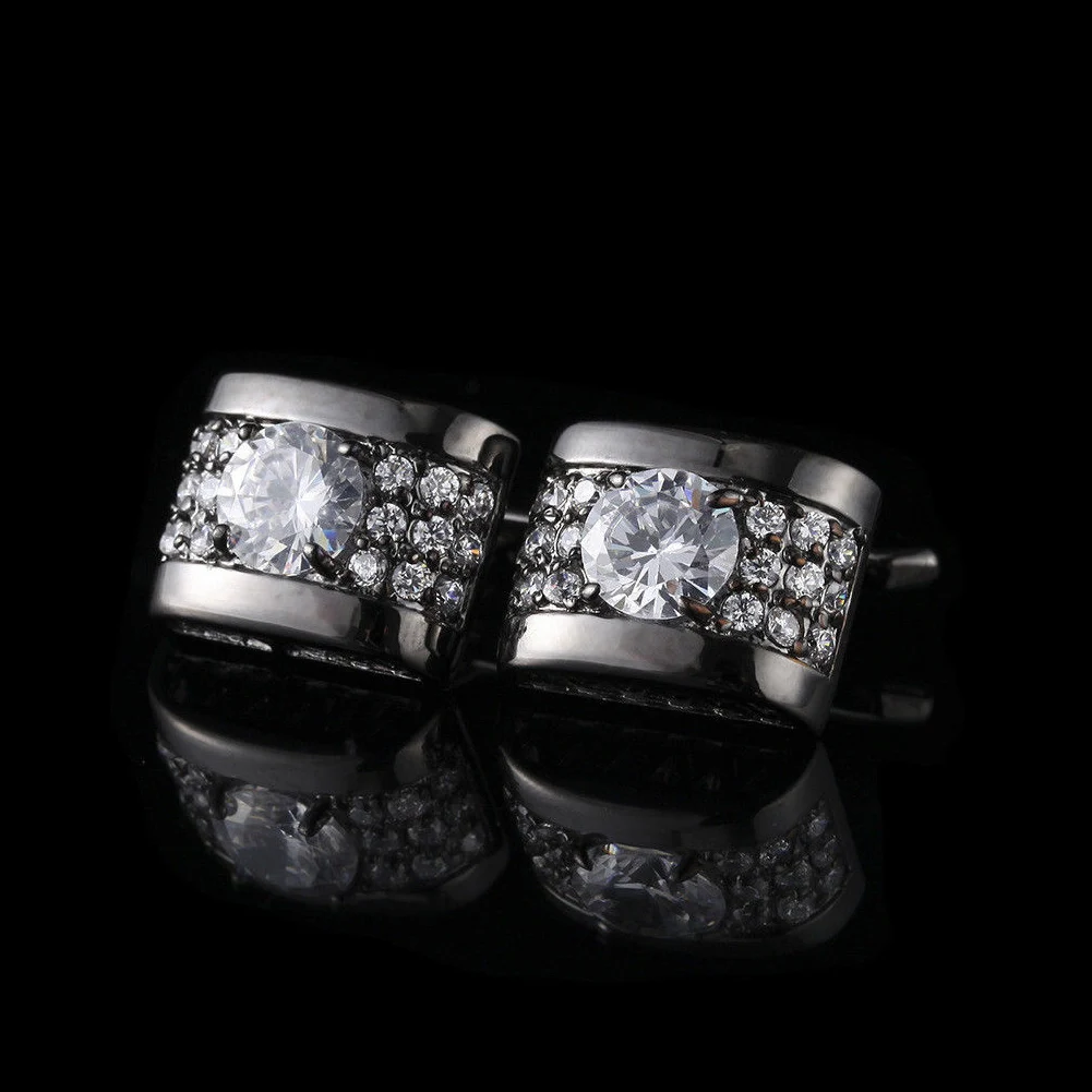 Crystal Cufflinks 1Pair Rhinestone Mens Cufflinks Shirt Cuff Links Wedding Party Gift