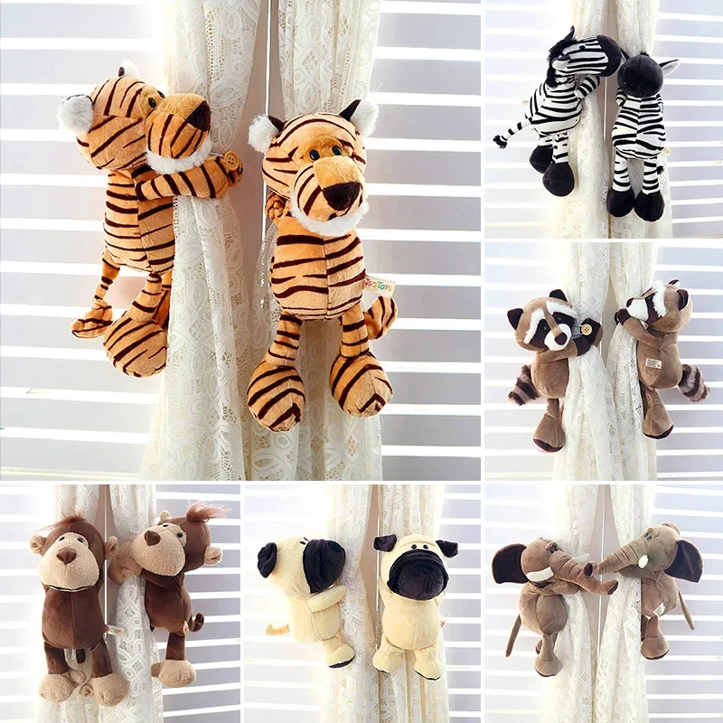 Jungle Forest Animals Curtain Tieback Holder Hooks Tie Backs Children Room Decoration Accessories Holdback Plush Curtain Straps Curtain Accessories Curtain Tiebacks