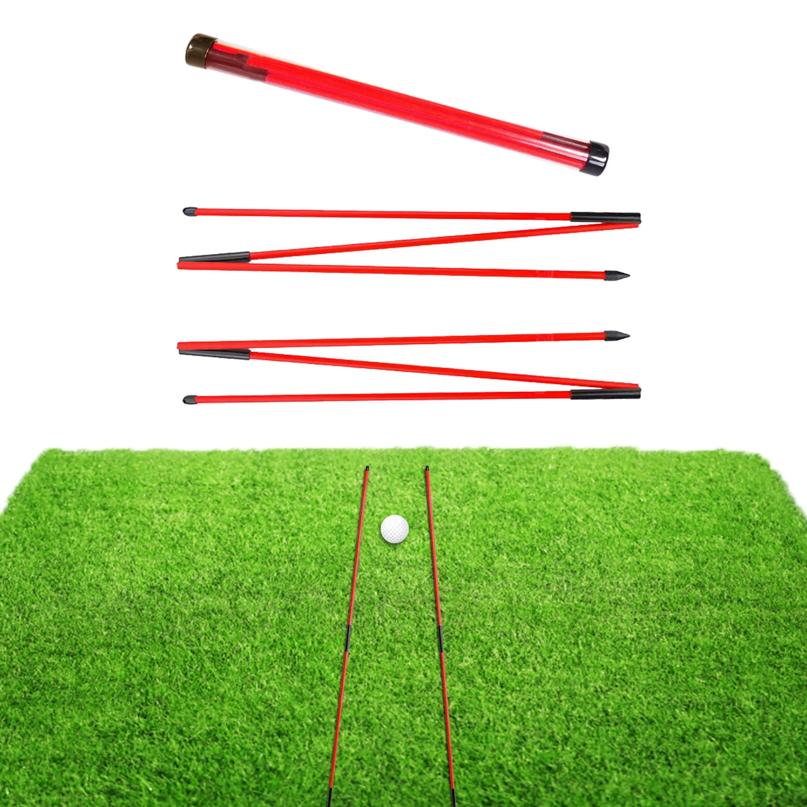 2 Pezzi Di Ausili Per L'Allenamento Per Il Putting Del Golf Portatile Bastoncini Per L'Allineamento Del Golf 3 Sezioni Bacchette Pieghevoli Per La Pra