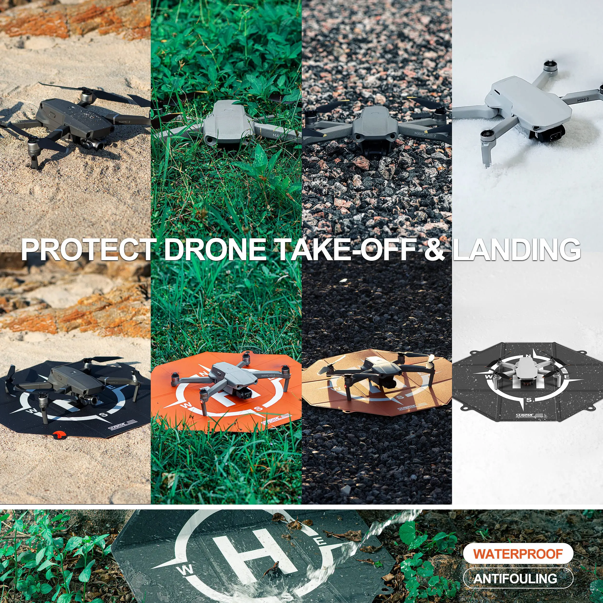 Drone Landing Pad Pro Universal Waterproof Portable Fast-Foldable Helipad for Air 2S/Mini 3 Pro/Mavic 3/FPV Avata/RC (20-inch)