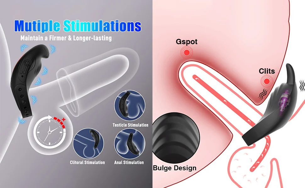 Vibrating Cockring Adjustable Sex Toy for Men Couple Vibrator