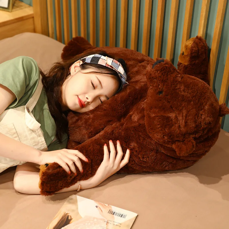 시뮬레이션 브라운 베어 봉제 장난감, 거대한 테디 베어 인형, 부드러운 쿠션 인형, 여아 및 어린이용 생일 선물, 40-100cm