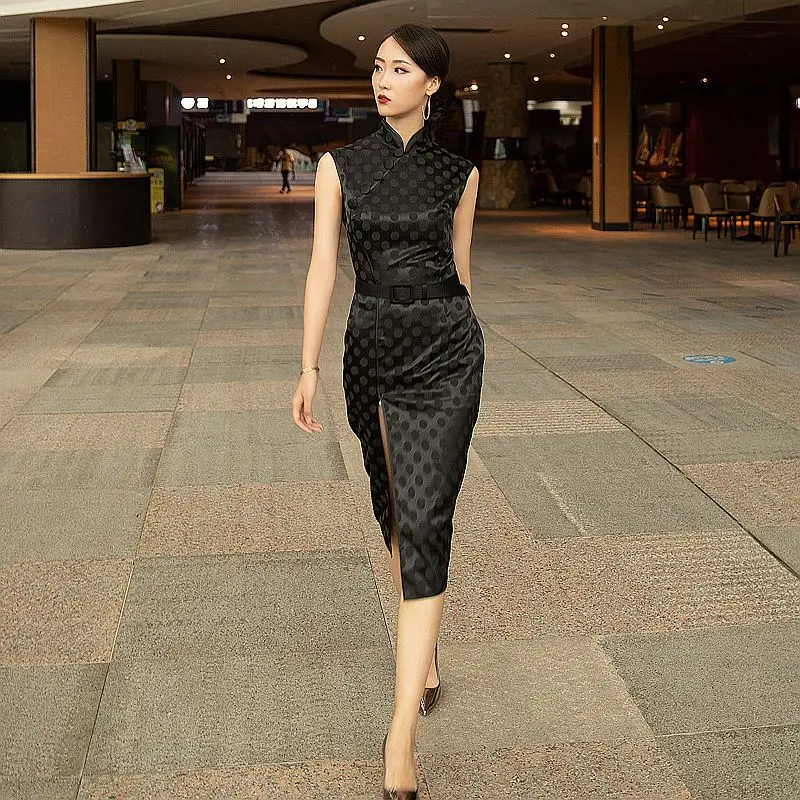 chinese-style-black-hip-wrapped-sexy-cheongsam-high-waist-new-high-split-old-shanghai-vintage-stand-collar-retro-black-dresses