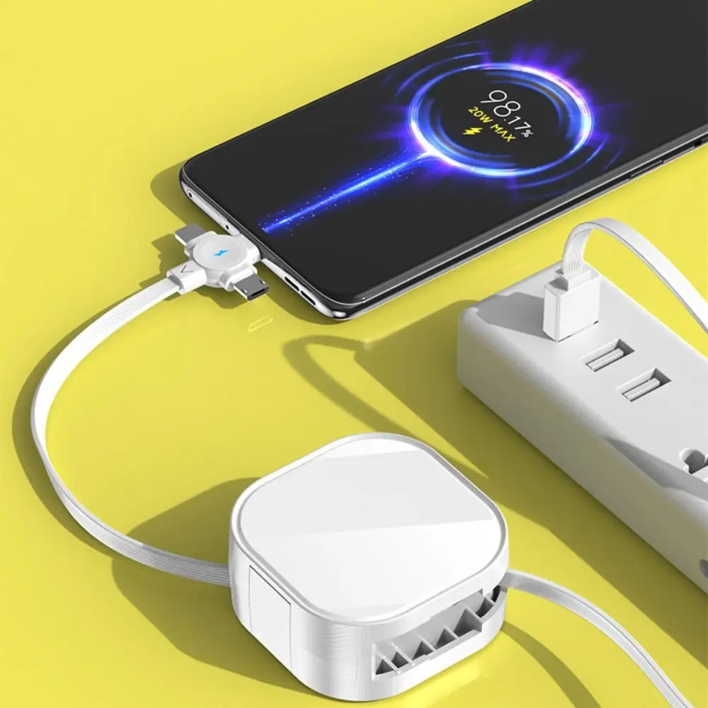 Retractable 3-in-1 Multi-Port Charging Cable with Micro USB and Type-C Connectors