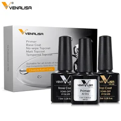 Venalisa Luxury Nail Prep & Gel Polish Kit with No-Wipe Top and Base Coats (1762 -3pcs)
