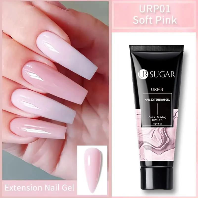 15ml Nail Extension Soak-Off UV LED Gel in Crystal White, Clear Nude Finish