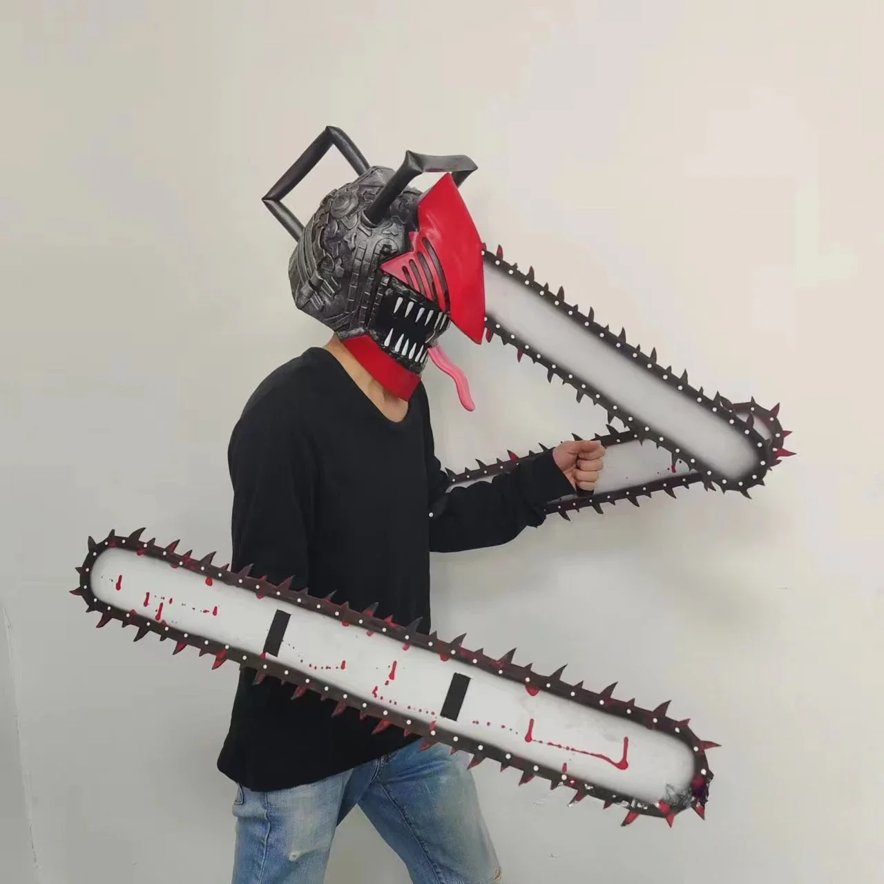 Kettensäge Kopf Abdeckung Erschreckende Maske Elektrische Säge Masken Elektrische Säge Cosplay Kostüm Requisiten Latex Elektrische Säge Kopf Cos Spielzeug – Detail 10