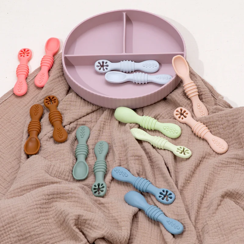 Baby Feeding Meal Spoon Set BPA Free Silicone Sticky Spoon Children Cutlery Sticky Spoon Training Spoon Children‘s Tableware 6