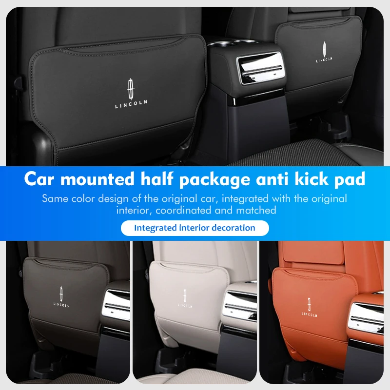 Leather Car Rear Seat Back Anti Kick Pad Storage For Lincoln Aviator Navigator Continental Nautilus Flyer Corsair car seat protector
