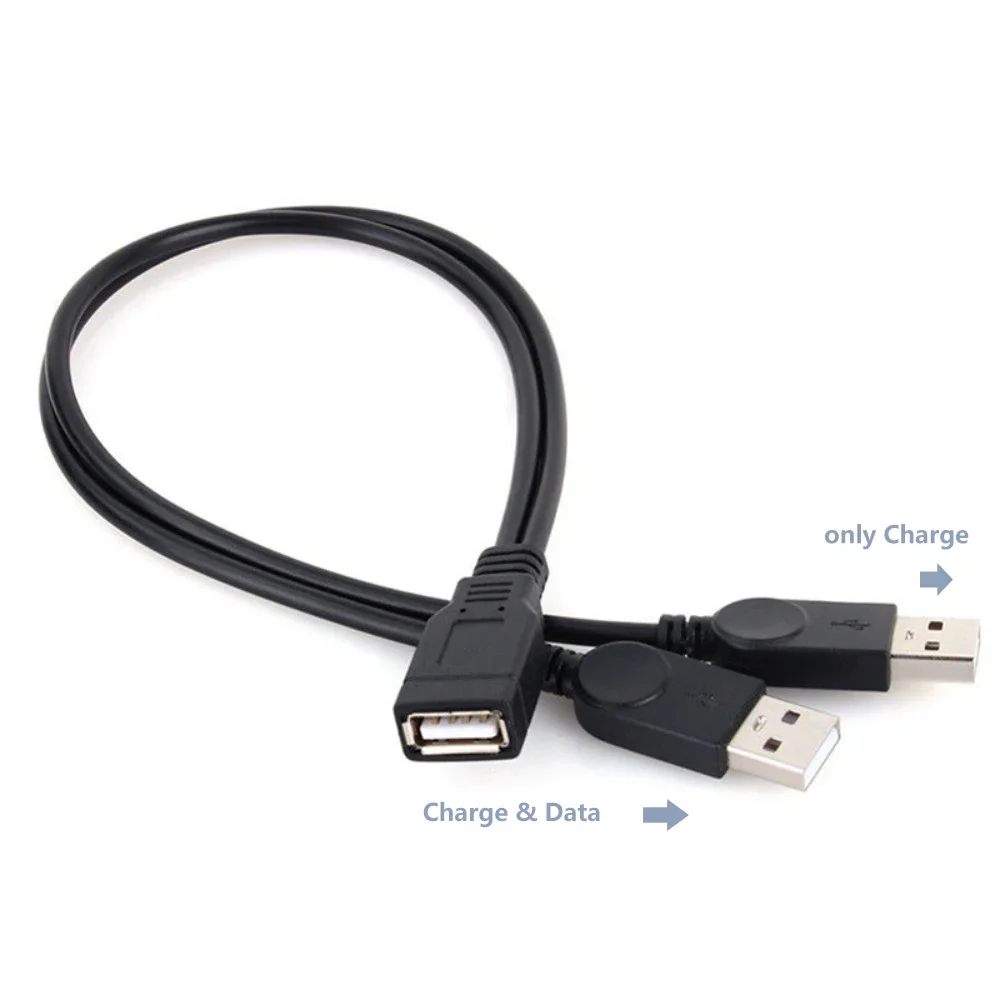 Dual USB Female Splitter Extension Cable Hub Adapter
