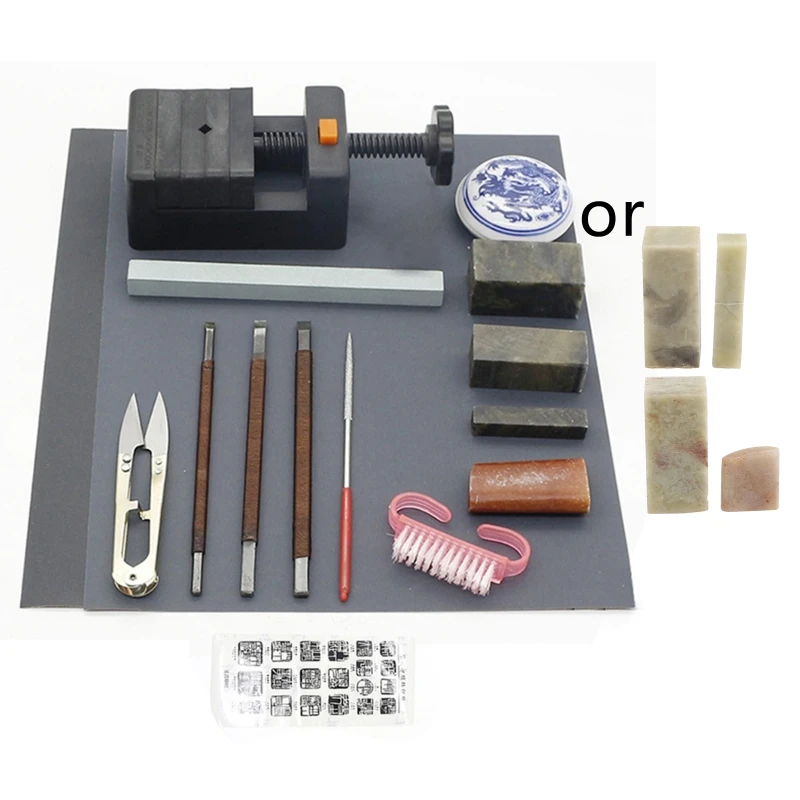 Mini Seal Stamp Stone Carving Tool Chisels/Knife Set , 15pcs Chinese Seal Stamp Stone, Wood Seal Bed Stamp Carved Bed seal cutting knife alloy carpenter carving stone carving seal carving diagonal round head double sided flat knife wood tool diy