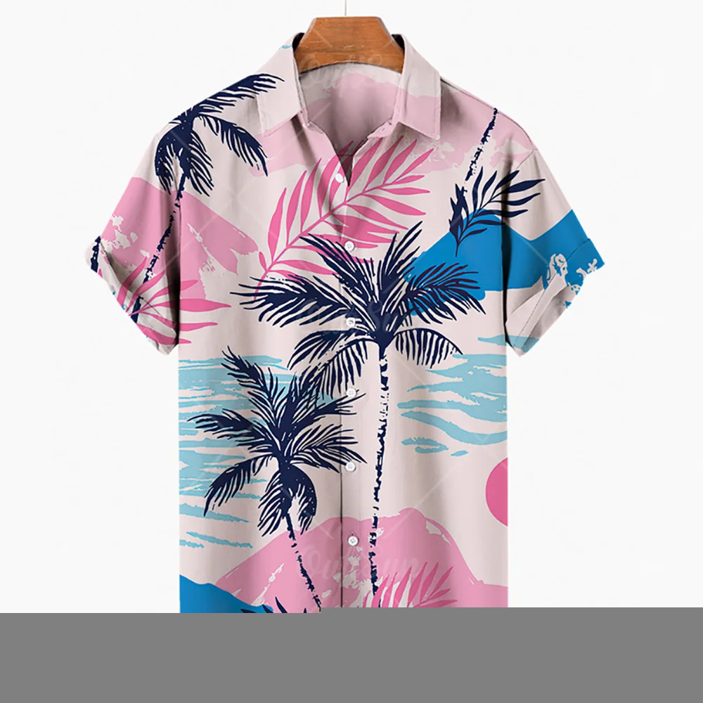 thumbnail image 1 of Camisas gráficas con sombras de palmeras para hombres, ropa con impresión 3D, camisas hawaianas de playa, blusas Y2K de manga corta, ropa vintage, blusa con solapa, 1 of 5