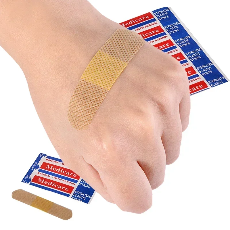100pcs Baby Bandages Emergency First Aid Plaster Non-woven Fabric Waterproof Sterile Wound Paste Medic Band Aid Wound Plaster Patches Medical Wound Paster Medical Bandages Medical Bandaids