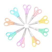 Creative Solid Colors Plastic Handle Stainless Steel Ruler Function Blade Simple Safe Children Students Study Homework Scissors 1