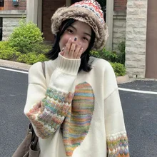 

Autumn and Winter New Style Retro Fashion Loose Korean Love Printing Round Neck Pullover Sweater Plus Velvet Padded Top