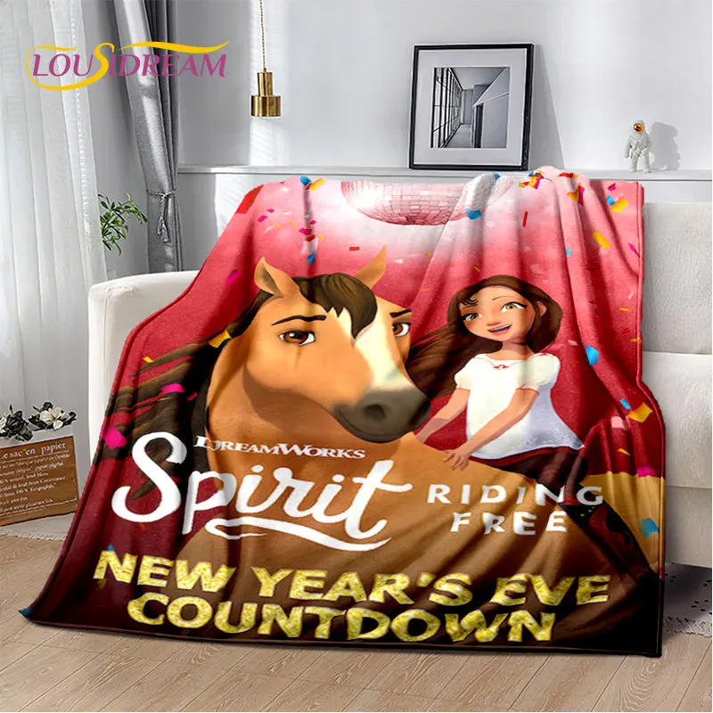 Cartoon Spirit Riding Free Horses Soft Plush Blanket,Flannel Blanket