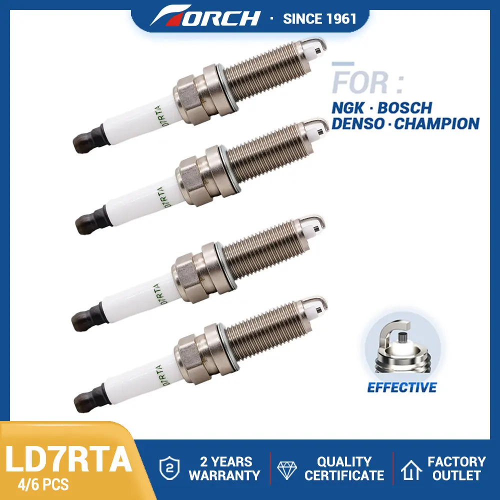 

4-6PCS Candles Replace for LZKAR7A-D LZKAR7E-9(95727) LZKAR7D-9D(94951) VR8SE 0242129503 0242129508 Spark Plug TORCH LD7RTA