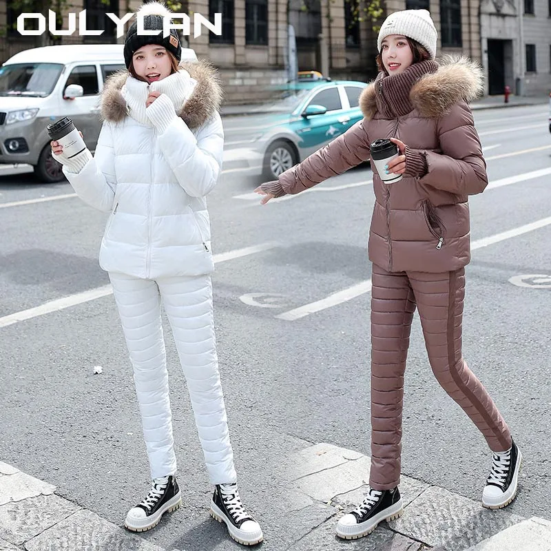 

Oulylan Lady Ski Jumpsuit Casual Thick Winter Warm Women Snowboard Skisuit Outdoor Sports Skiing Pant Set Zipper Ski Suit