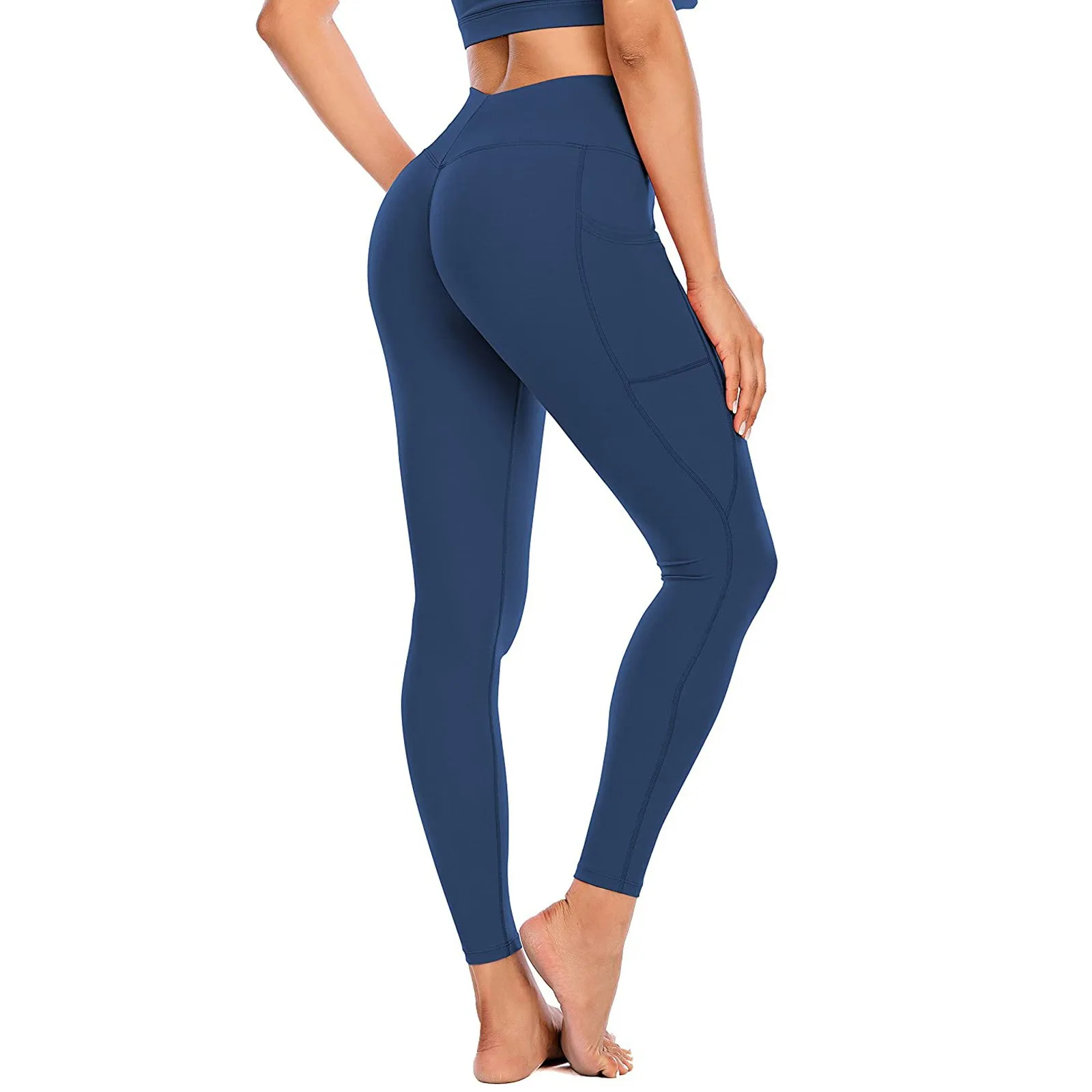 Women Fitness Push Up Leggings with Pockets Pants High Waist Workout  Leggins Candy Color Leggings Pockets S-XL 3 Colors