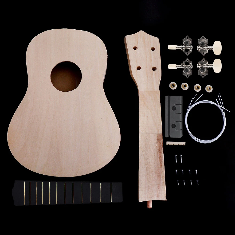 

21Inch Soprano Ukulele DIY Kit Hawaii Guitar Handwork Painting Assembly for Amateur Beginner Children Kids Fun Toy Art