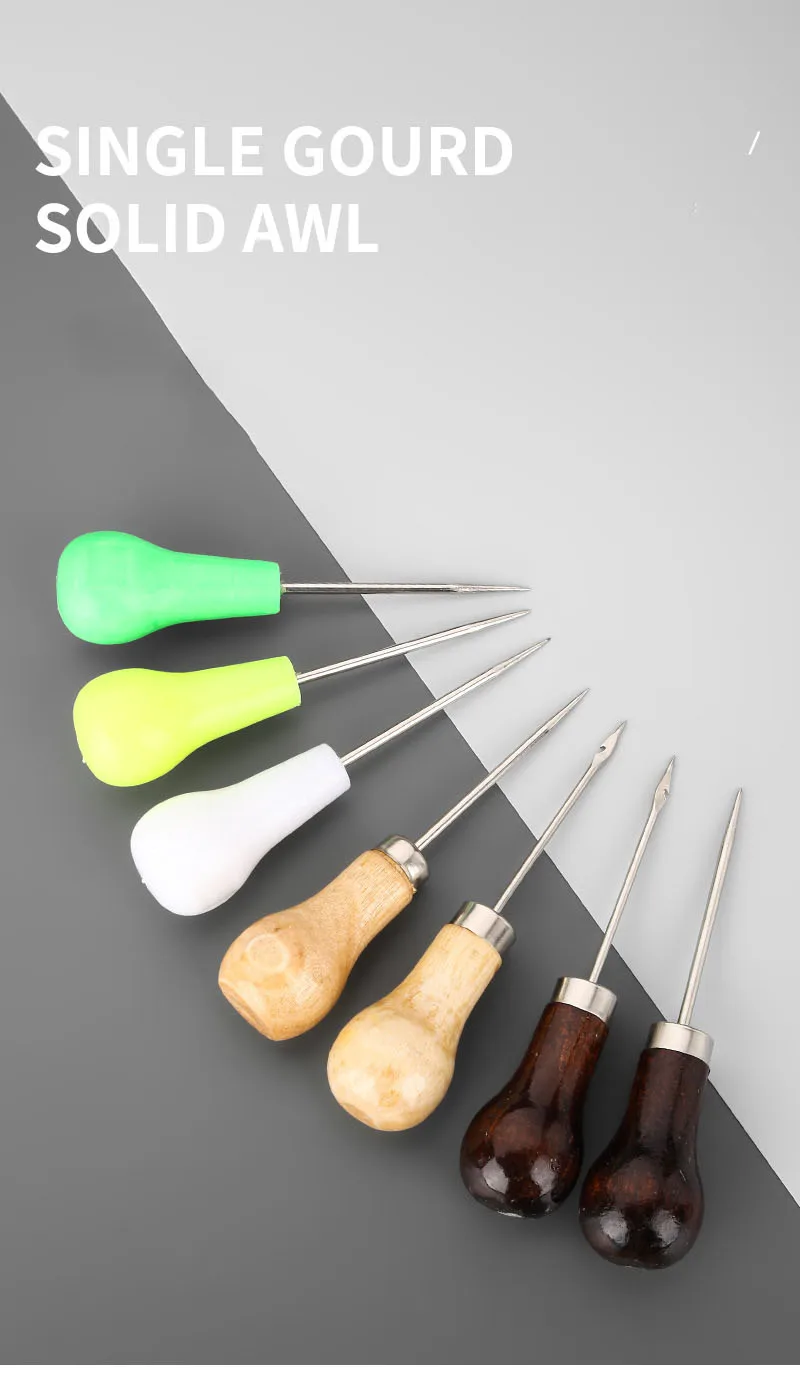 Description Picture 2 of itemHulu Wooden Handle Hook Awl Tool Handmade Stitch Leather Shoe Repair Sewing Needle DIY Craft Stitching Punching Hole Accessories