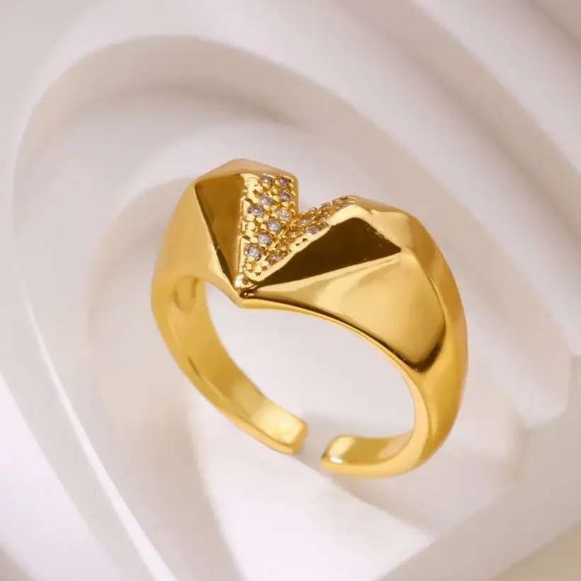 Zircon Jewelry Ring For Women Gold Stainless Steel