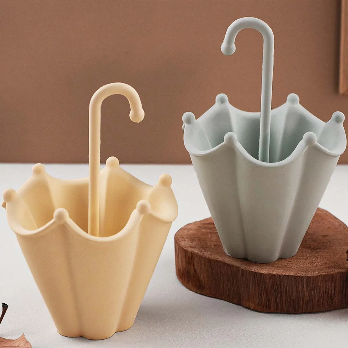 3D 우산 모양 실리콘 몰드 DIY 수제 석고 시멘트 주조 아로마테라피 캔들 컵 보관함 장식 공예 몰드 홈데코
