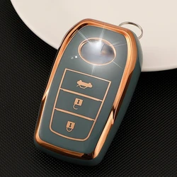 Premium TPU Gold Edge Key Case Cover for Cars - Elegant Shell Fob Protector (1pcs grey key case)
