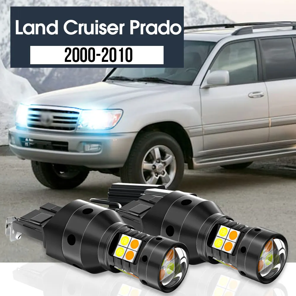 

2x LED Dual Mode Turn Signal+Daytime Running Light Blub DRL Canbus Accessories For Toyota Land Cruiser Prado 2000-2010 2006 2007