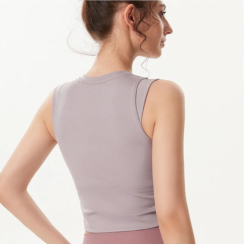 Solid color sports vest for women, tight stretch running clothes, gym and yoga top, Europe and the United States