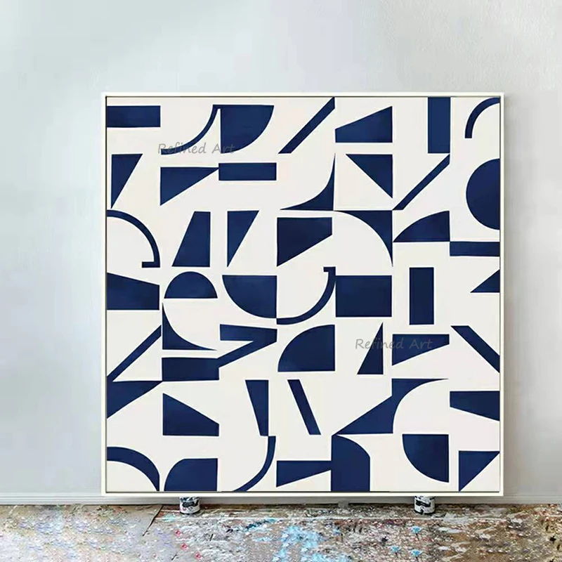 

Wabi-Sabi Style Simple Modern Handmade Oil Paintings Canvas Wall Art Decoration Abstract Geometry for Home Decor Bedroom Poster