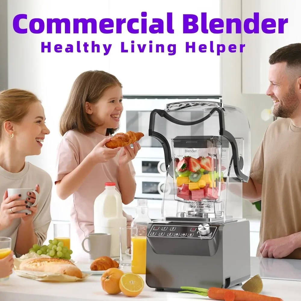 Commercial Blender 70oz 3.5 hp 5 Programmable Function,Quiet Blender with Digital Waterproof Touchpad and Quiet Sound