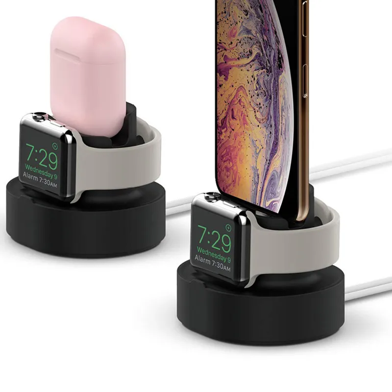 2-in-1 Silicone Stand For Apple Watch iphone Airpods Charging Base iwatch Night Dock IPhone14 15Pro Max