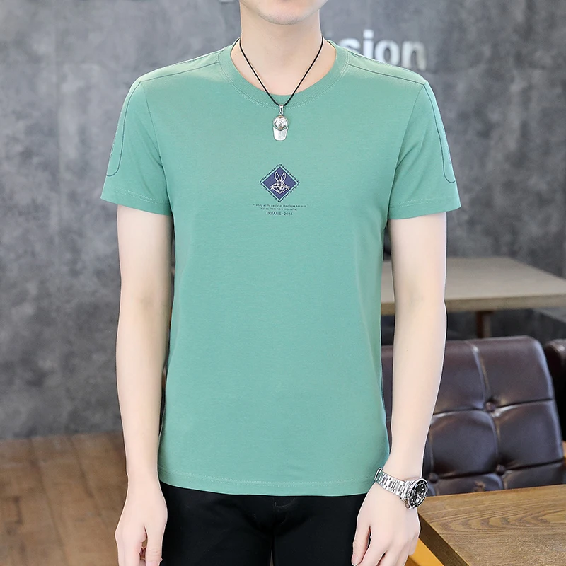 

Summer Men's Outdoor Short-sleeved O-Neck T-shirt High Quality Casual Business Men's Solid Color Printed Pure Cotton T-shirts