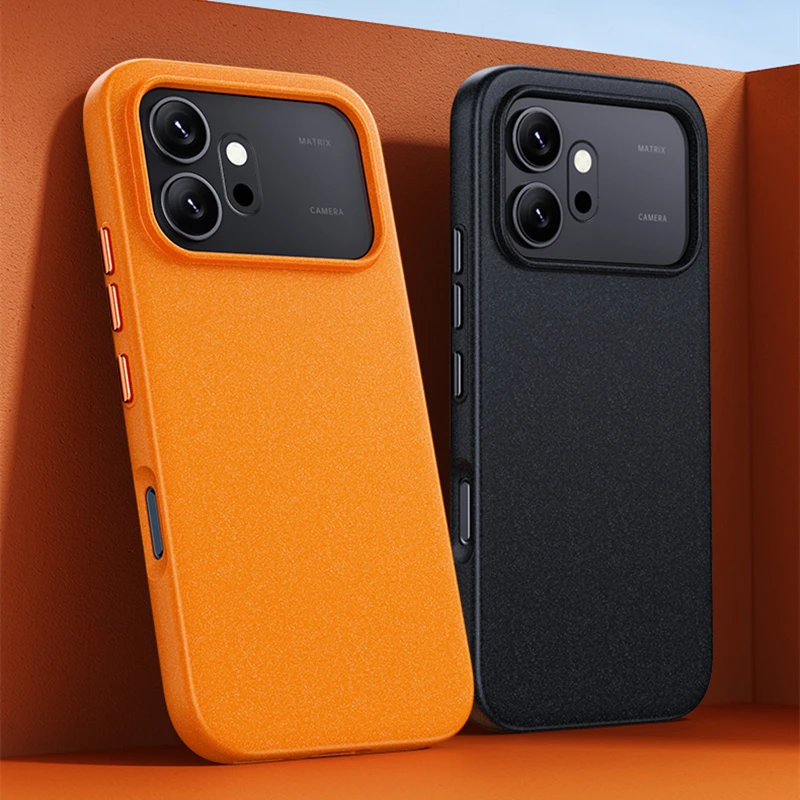 MagSafe-Compatible Matte Rock Sand Shockproof Phone Case with Magnetic Back Cover
