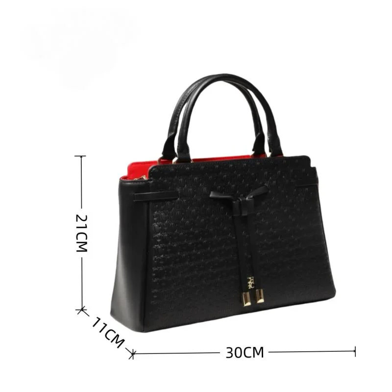 Borsa Tote CH con Motivo Goffrato e Fiocco, Design Versatile a Tracolla e a Mano, per il Pendolarismo Quotidiano, Nuova Borsa 2026 - immagine 6