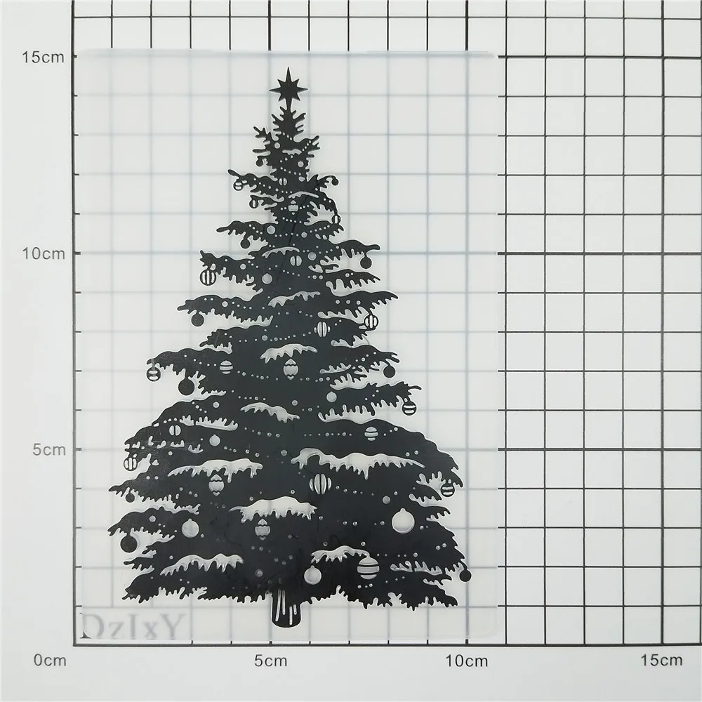 Christmas Tree Backdrop Embossing Folders for Scrapbooking Paper Album Cards Making Supplies 3D Plastic Stencils Crafts