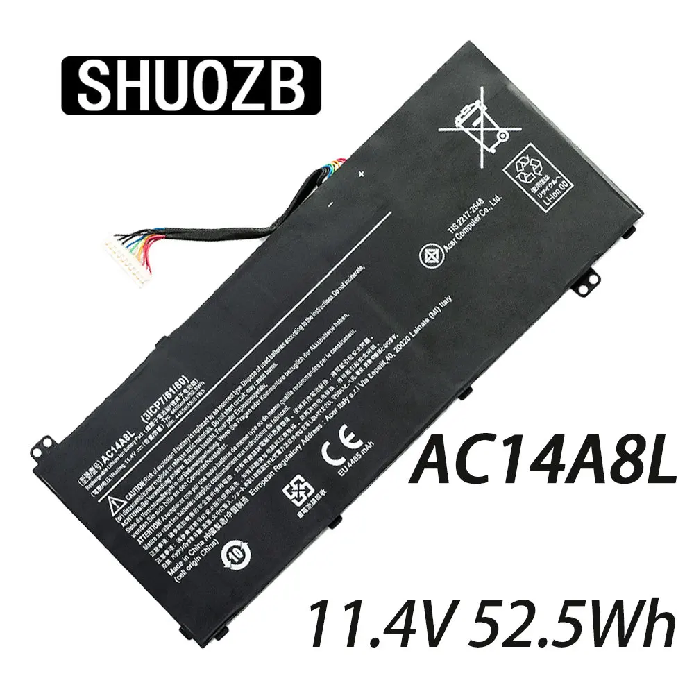 

Аккумулятор для ноутбука SHUOZB AC14A8L для Acer Aspire VN7-571 VN7-571G VN7-591 VN7-591G 791 MS2391 KT.0030G.001 11,4 V 52.5Wh