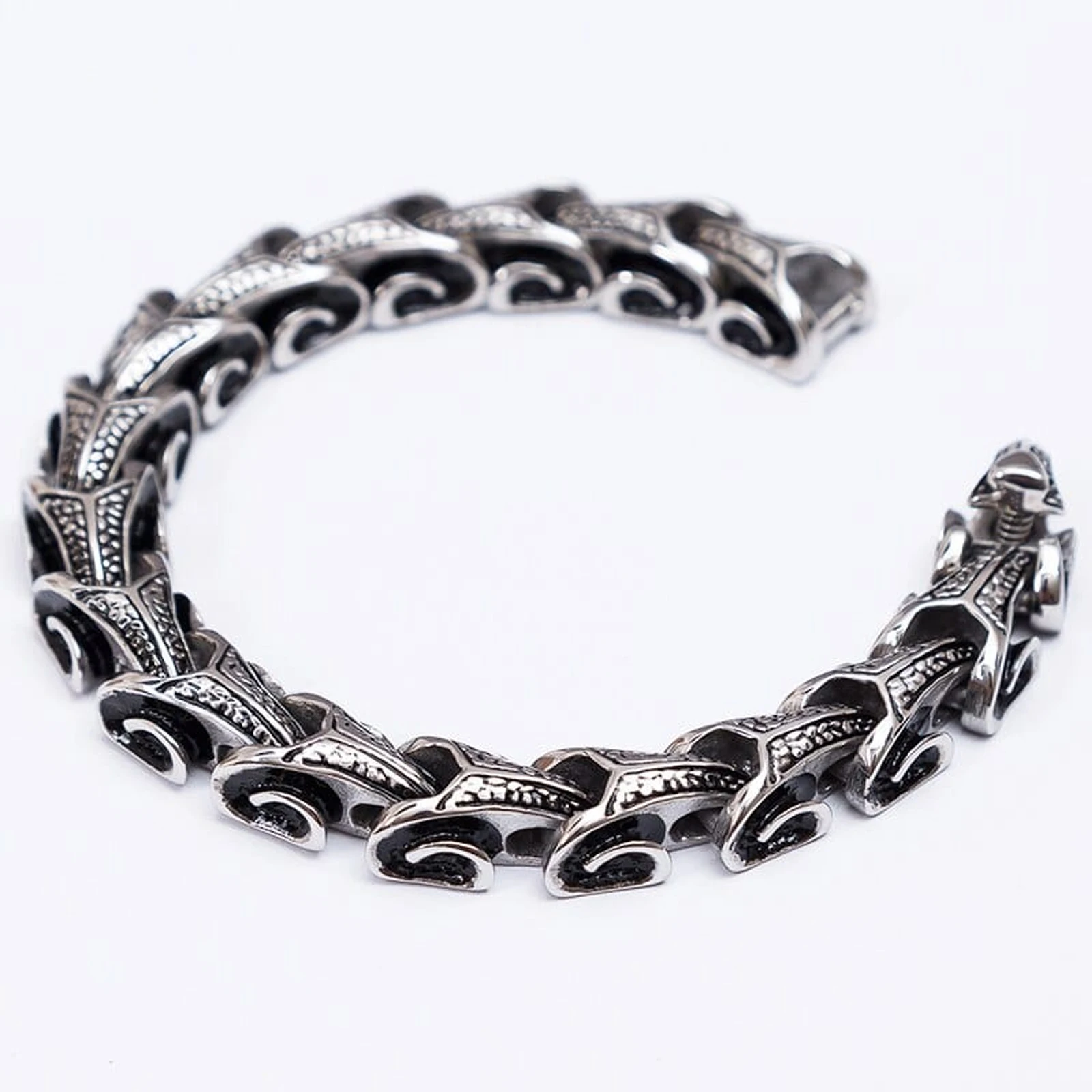 Mens dragon snake bones chain link bracelet rock roll biker chain bracelet for mens boys