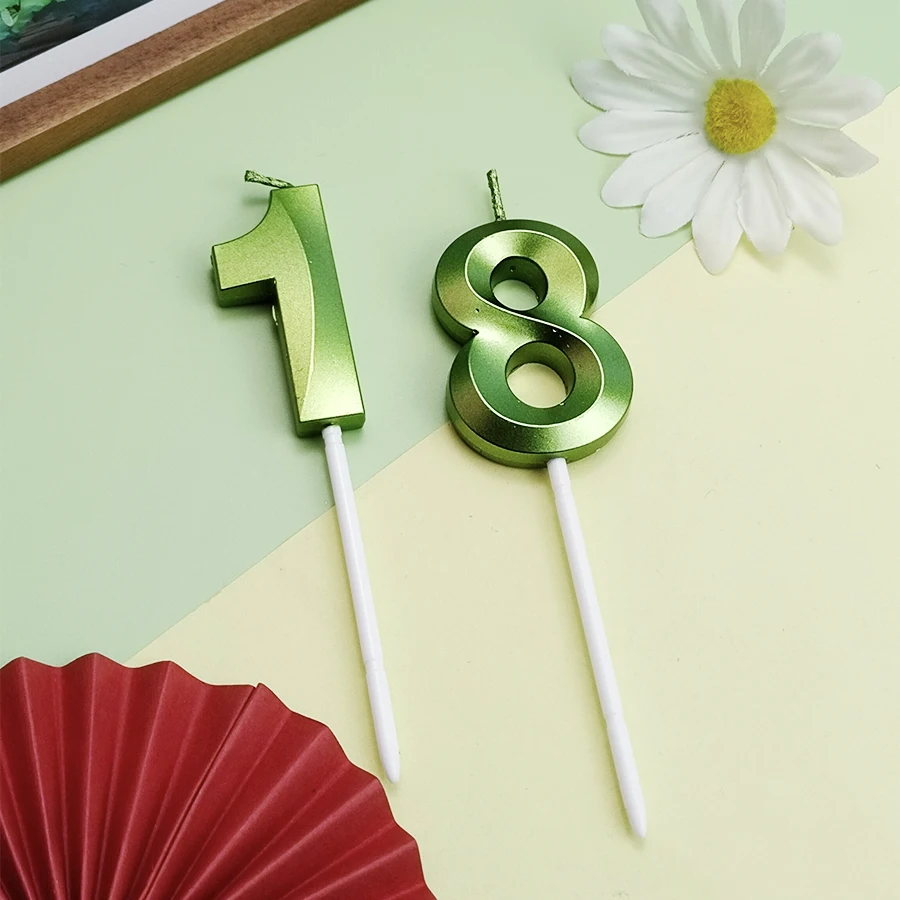 Green Opera House Digital Candle Happy Birthday Cake Decoration 0-9 Decorated Candles For Prince Party Events