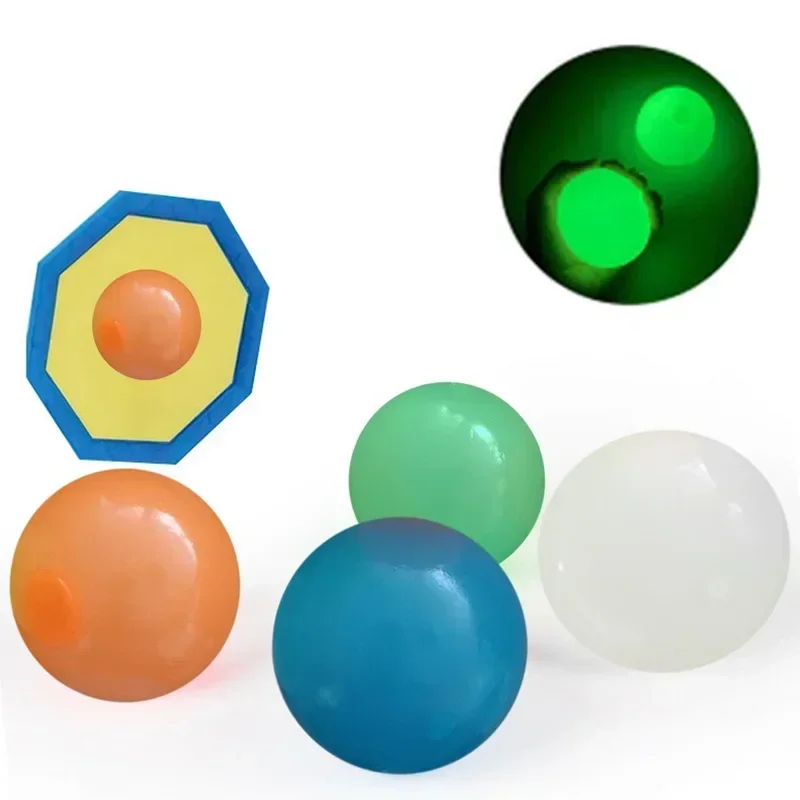 1/4pcs Stick Wall Ball Fluorescent Squash Xmas Sticky Target Ball Decompression Throw Fidget Gift Novelty Stress Relief Gifts fluorescent sticky ball toy