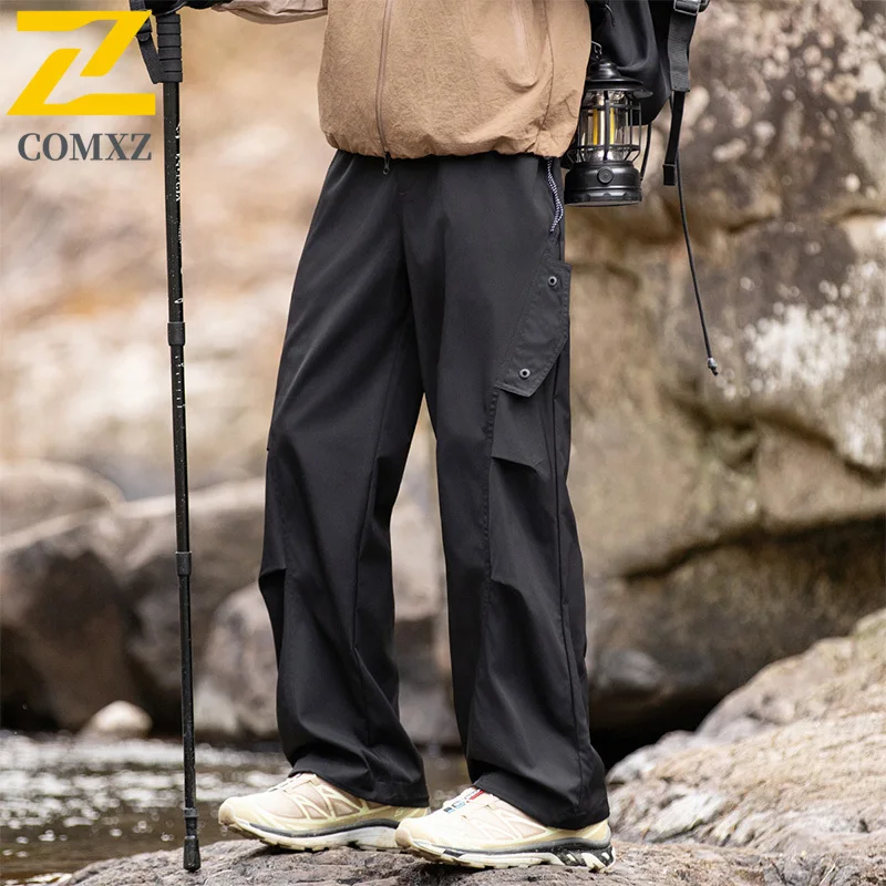 ​EIAO Men Korean Style Mountain Hiking Pants Spring Outdoor Camping Tactical Windproof  Straight Cargo Trousers Fit Casual Sport