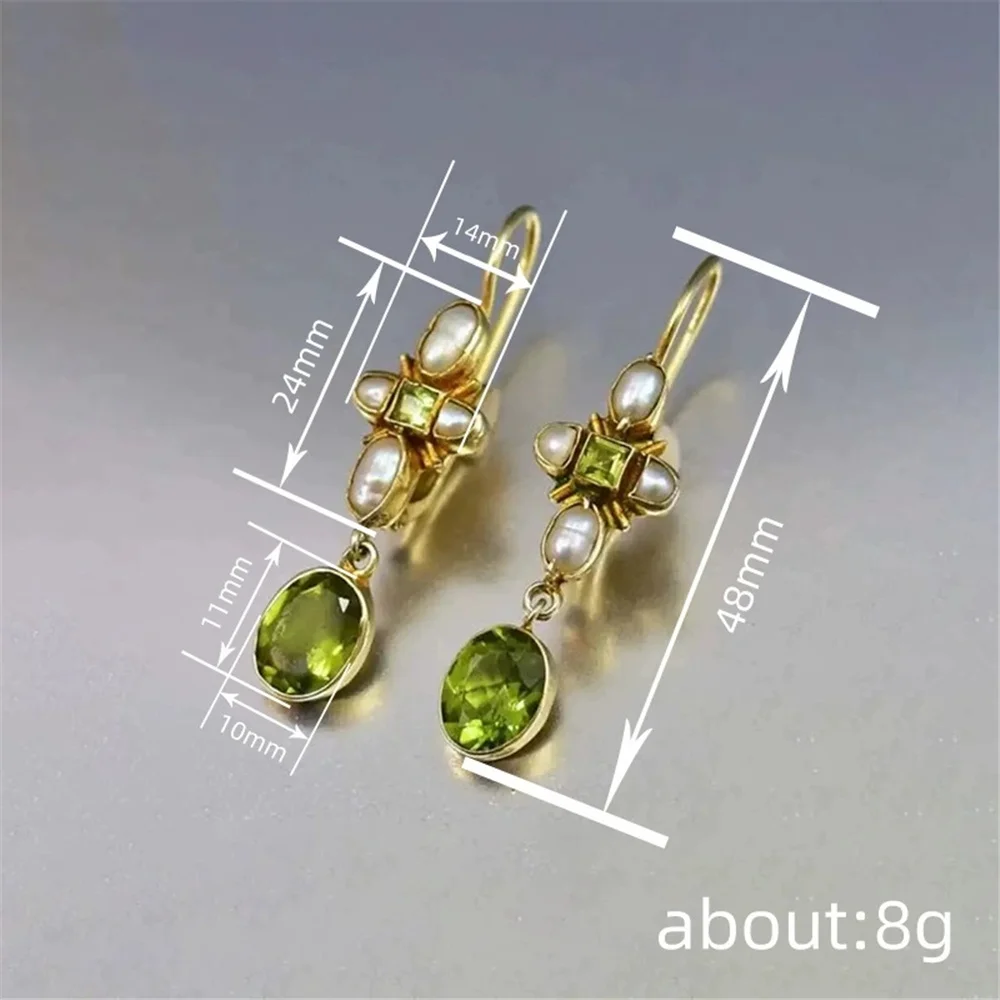Female Luxury Olive Green Zircon Stone Water Drop Hoop Earrings Vintage Fashion Gold Color Wedding Jewelry For Women