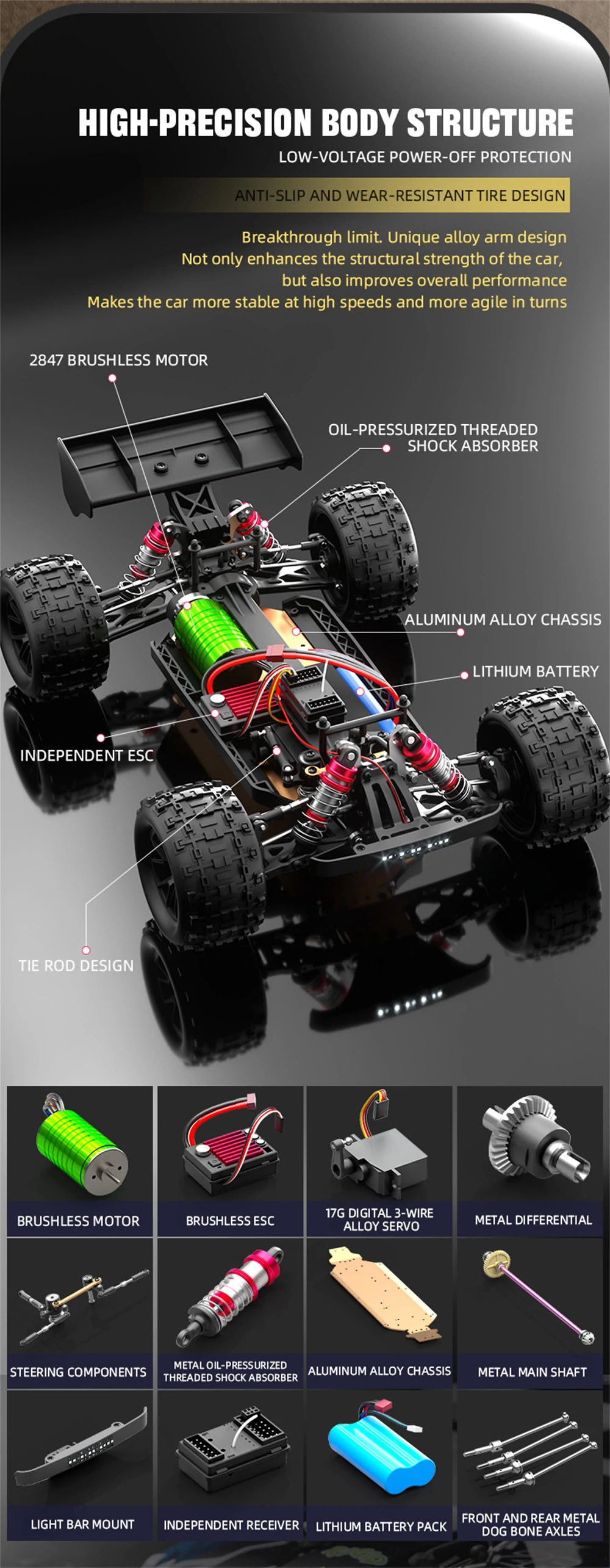 JJRC C8803 RTR 1/12 2.4G 4WD Brushless RC Car Wind Walker High