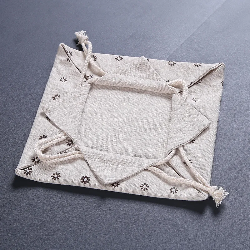 Cotton Hemp Tea Set Storage Cloth Bag Tangpo Cloth Cover Warm Pot Cover Hot Water Portable Travel Tea Cup Pot Bag ZD39
