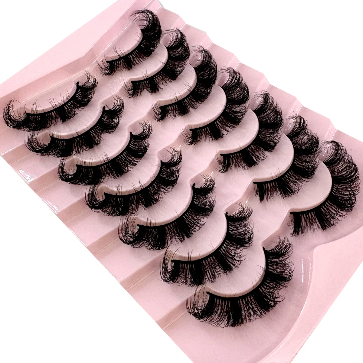 7 Paar natürliche russische Streifenwimpern, flauschige Nerzwimpern, 3D-falsche Wimpern, russische Volumenwimpern, flauschige Streifen-Fälschungswimpern – Detail 30